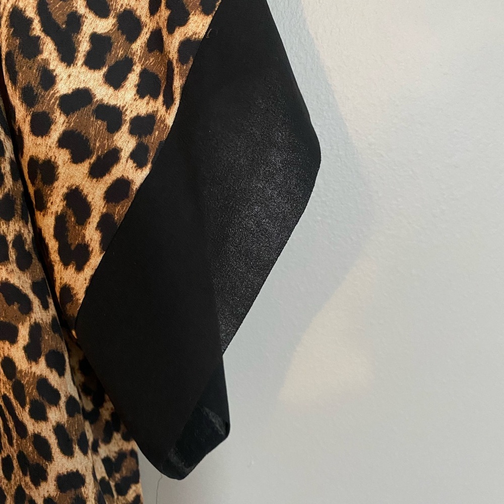 Zara Leopard Print Blouse Animal High Low Size M - Picture 3 of 9